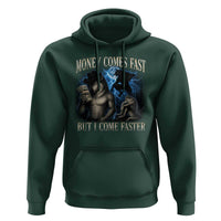 Funny Alpha Wolf Meme Hoodie Vintage Bootleg Graphic Money Comes Fast But I Come Faster