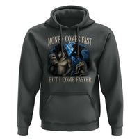 Funny Alpha Wolf Meme Hoodie Vintage Bootleg Graphic Money Comes Fast But I Come Faster
