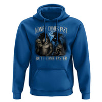 Funny Alpha Wolf Meme Hoodie Vintage Bootleg Graphic Money Comes Fast But I Come Faster