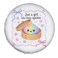 Just A Girl Who Loves Squishies Spare Tire Cover Cute Dumpling Graphic Coquette Bow Girls