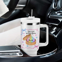 Just A Girl Who Loves Squishies Tumbler With Handle Cute Dumpling Graphic Coquette Bow Girls