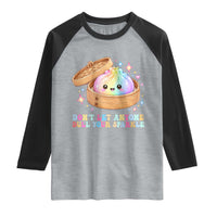 Dont Let Anyone Dull Your Sparkle Cute Rainbow Dumpling Squishy Graphic Raglan Shirt