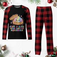 Just A Girl Who Loves Squishies Plaid Pajama Set Cute Rainbow Dumpling Squishy Graphic