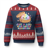 Just A Girl Who Loves Squishies Ugly Christmas Sweater Cute Rainbow Dumpling Squishy Graphic