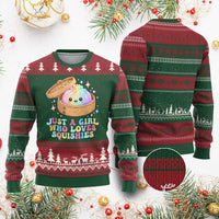 Just A Girl Who Loves Squishies Ugly Christmas Sweater Cute Rainbow Dumpling Squishy Graphic