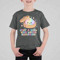 Just A Girl Who Loves Squishies T Shirt For Kid Cute Rainbow Dumpling Squishy Graphic