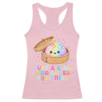 Just A Girl Who Loves Squishies Racerback Tank Top Cute Rainbow Dumpling Squishy Graphic