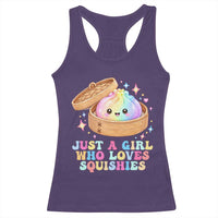 Just A Girl Who Loves Squishies Racerback Tank Top Cute Rainbow Dumpling Squishy Graphic