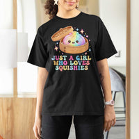 Just A Girl Who Loves Squishies T Shirt For Women Cute Rainbow Dumpling Squishy Graphic