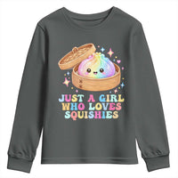 Just A Girl Who Loves Squishies Youth Sweatshirt Cute Rainbow Dumpling Squishy Graphic