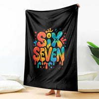Fun Six Seven Graffiti Throw Blanket Funny 67 Meme Gen Alpha Slang Streetwear Hip Hop - Wonder Print Shop