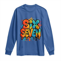 Fun Six Seven Graffiti Long Sleeve Shirt Funny 67 Meme Gen Alpha Slang Streetwear Hip Hop - Wonder Print Shop