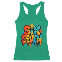Fun Six Seven Graffiti Racerback Tank Top Funny 67 Meme Gen Alpha Slang Streetwear Hip Hop - Wonder Print Shop