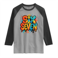 Fun Six Seven Graffiti Raglan Shirt Funny 67 Meme Gen Alpha Slang Streetwear Hip Hop - Wonder Print Shop