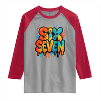Fun Six Seven Graffiti Raglan Shirt Funny 67 Meme Gen Alpha Slang Streetwear Hip Hop - Wonder Print Shop