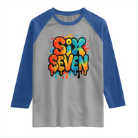 Fun Six Seven Graffiti Raglan Shirt Funny 67 Meme Gen Alpha Slang Streetwear Hip Hop - Wonder Print Shop