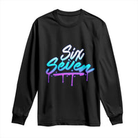 Fun Six Seven Long Sleeve Shirt Funny 6 7 Meme Gen Alpha Slang Streetwear Gradient - Wonder Print Shop