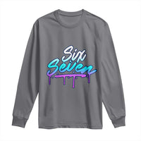 Fun Six Seven Long Sleeve Shirt Funny 6 7 Meme Gen Alpha Slang Streetwear Gradient - Wonder Print Shop