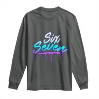 Fun Six Seven Long Sleeve Shirt Funny 6 7 Meme Gen Alpha Slang Streetwear Gradient - Wonder Print Shop