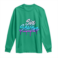 Fun Six Seven Long Sleeve Shirt Funny 6 7 Meme Gen Alpha Slang Streetwear Gradient - Wonder Print Shop