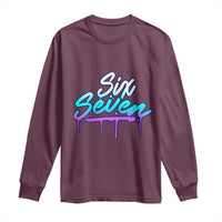 Fun Six Seven Long Sleeve Shirt Funny 6 7 Meme Gen Alpha Slang Streetwear Gradient - Wonder Print Shop