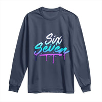 Fun Six Seven Long Sleeve Shirt Funny 6 7 Meme Gen Alpha Slang Streetwear Gradient - Wonder Print Shop