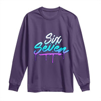 Fun Six Seven Long Sleeve Shirt Funny 6 7 Meme Gen Alpha Slang Streetwear Gradient - Wonder Print Shop