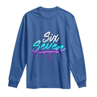 Fun Six Seven Long Sleeve Shirt Funny 6 7 Meme Gen Alpha Slang Streetwear Gradient - Wonder Print Shop