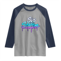 Fun Six Seven Raglan Shirt Funny 6 7 Meme Gen Alpha Slang Streetwear Gradient - Wonder Print Shop