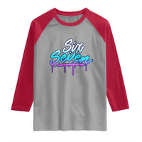 Fun Six Seven Raglan Shirt Funny 6 7 Meme Gen Alpha Slang Streetwear Gradient - Wonder Print Shop