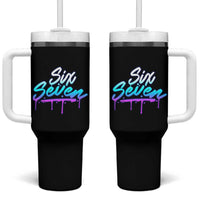 Fun Six Seven Tumbler With Handle Funny 6 7 Meme Gen Alpha Slang Streetwear Gradient - Wonder Print Shop