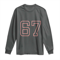 Number 67 Meme Long Sleeve Shirt Funny Six Seven Varsity Sports Team Jersey - Wonder Print Shop