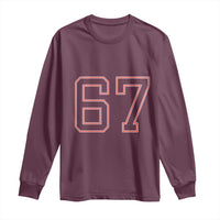 Number 67 Meme Long Sleeve Shirt Funny Six Seven Varsity Sports Team Jersey - Wonder Print Shop