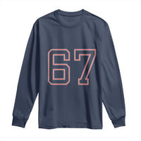 Number 67 Meme Long Sleeve Shirt Funny Six Seven Varsity Sports Team Jersey - Wonder Print Shop