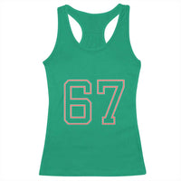 Number 67 Meme Racerback Tank Top Funny Six Seven Varsity Sports Team Jersey - Wonder Print Shop