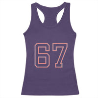 Number 67 Meme Racerback Tank Top Funny Six Seven Varsity Sports Team Jersey - Wonder Print Shop