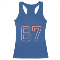 Number 67 Meme Racerback Tank Top Funny Six Seven Varsity Sports Team Jersey - Wonder Print Shop
