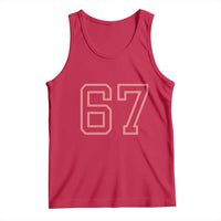 Number 67 Meme Tank Top Funny Six Seven Varsity Sports Team Jersey - Wonder Print Shop