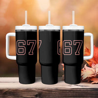 Number 67 Meme Tumbler With Handle Funny Six Seven Varsity Sports Team Jersey - Wonder Print Shop