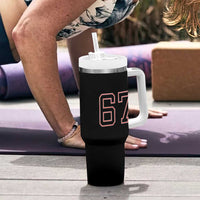 Number 67 Meme Tumbler With Handle Funny Six Seven Varsity Sports Team Jersey - Wonder Print Shop