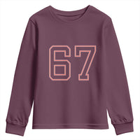 Number 67 Meme Youth Sweatshirt Funny Six Seven Varsity Sports Team Jersey - Wonder Print Shop