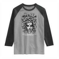 Funny Feminist Medusa Raglan Shirt Making Men Hard Since 700 B.C Dark Myth Ancient - Wonder Print Shop