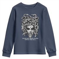 Funny Feminist Medusa Youth Sweatshirt Making Men Hard Since 700 B.C Dark Myth Ancient - Wonder Print Shop