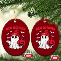 Red October Halloween Ghost Ceramic Ornament Philadelphia Spooky Pumpkin Baseball Fan - Wonder Print Shop