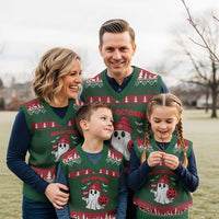 Red October Halloween Ghost V-Neck Knit Sweater Vest Philadelphia Spooky Pumpkin Baseball Fan - Wonder Print Shop