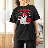 Red October Halloween Ghost T Shirt For Women Philadelphia Spooky Pumpkin TS10