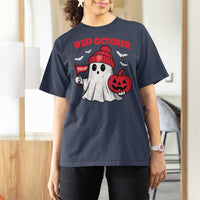 Red October Halloween Ghost T Shirt For Women Philadelphia Spooky Pumpkin TS10