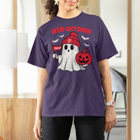 Red October Halloween Ghost T Shirt For Women Philadelphia Spooky Pumpkin TS10