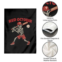 Red October Skeleton Baseball Garden Flag Philadelphia Halloween Costume Funny - Wonder Print Shop