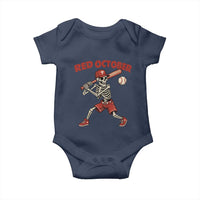Red October Skeleton Baseball Baby Onesie Philadelphia Halloween Costume Funny - Wonder Print Shop